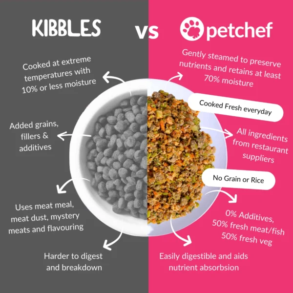 Petchef guide: kibbles vs healthy dog food by Petchef